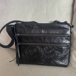 The Sak Black Embossed Leather Crossbody Bag